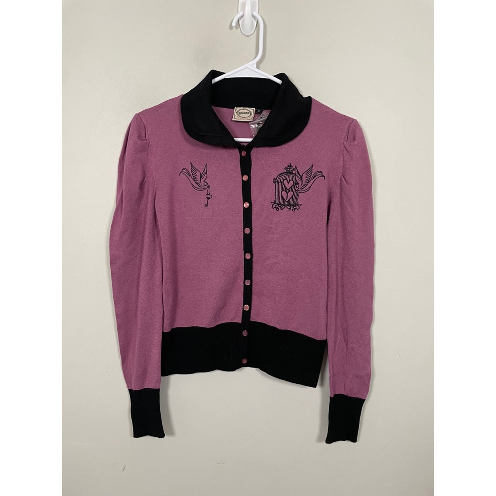 Banned Apparel Bird Cage Cardigan Size 14 Retro Alternative Quirky Preppy